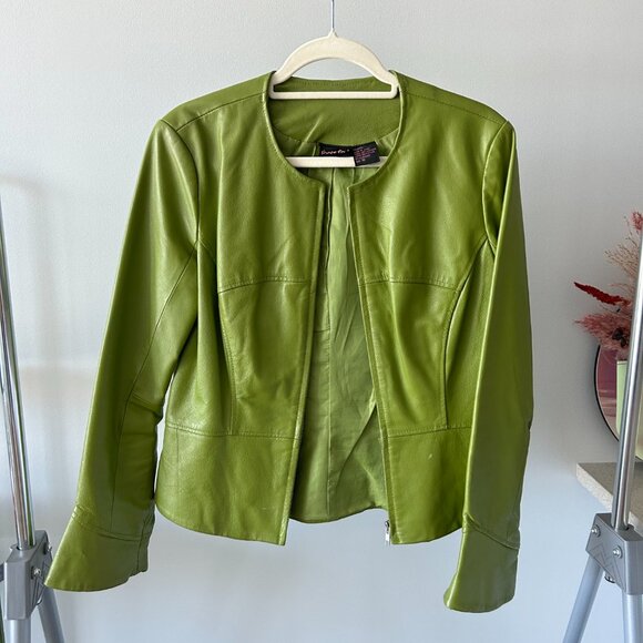 Shape FX Green Genuine Leather Zip Up Jacket - Picture 2 of 8